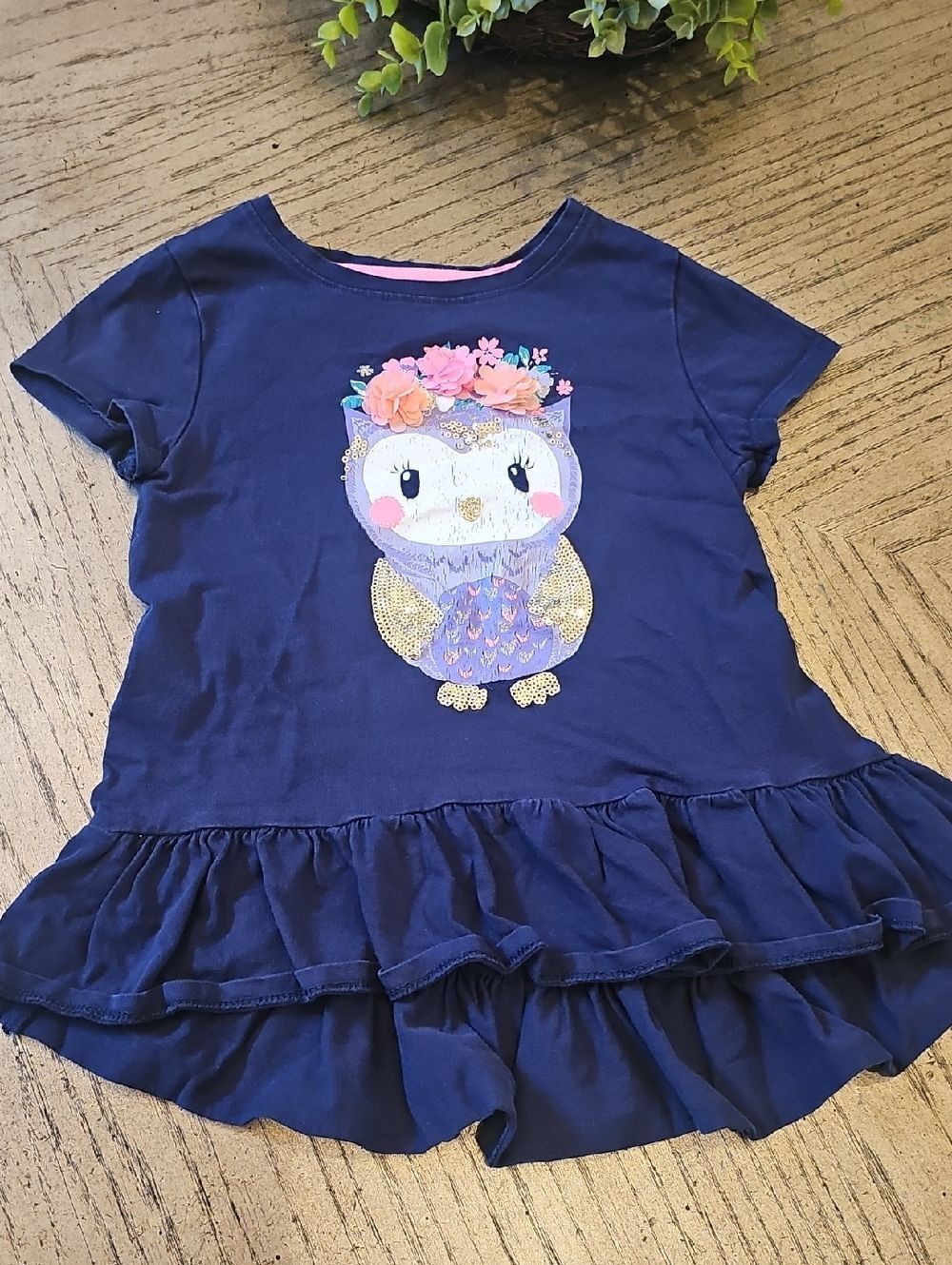 Sequin Owl Shirt Size 5/6 Cynthia Rowley